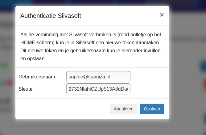 Dashboard Silvasoft connectie